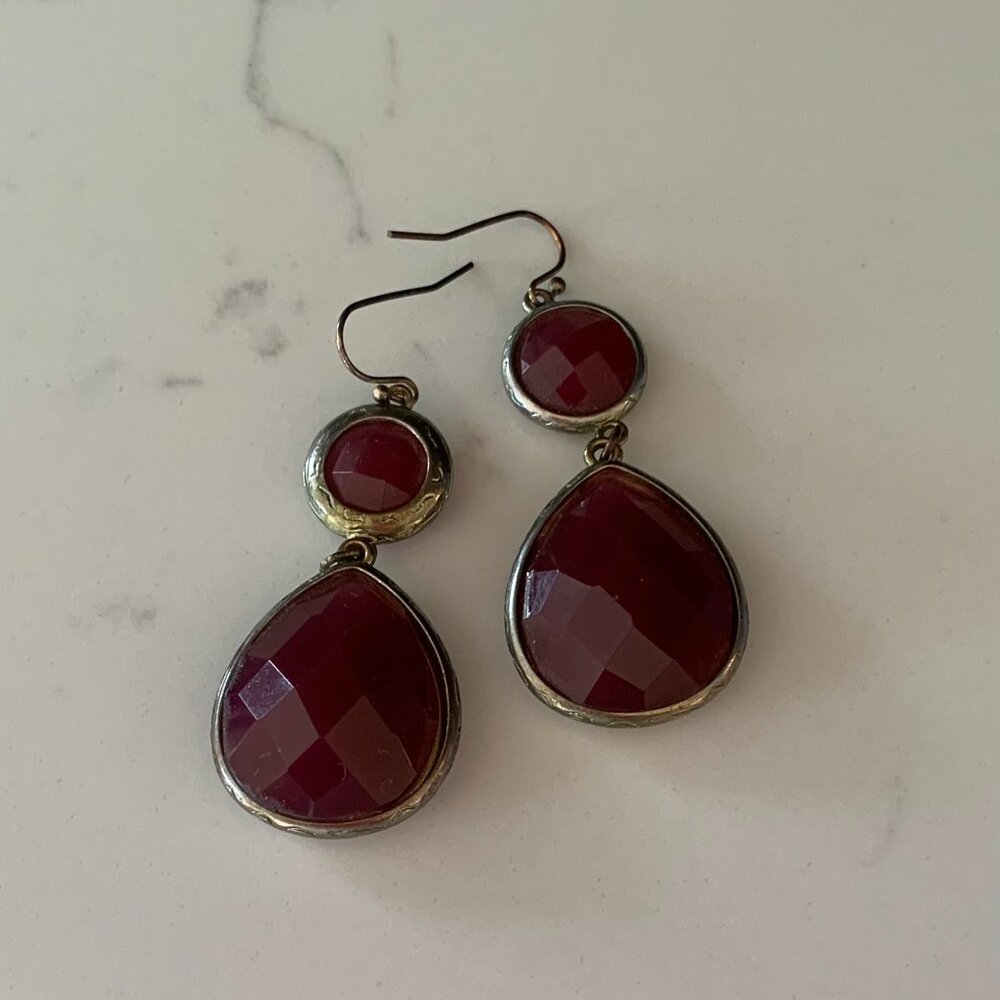 Ruby Red Fashion Dangling Earrings